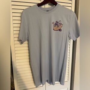Kitten Blue Tee with Purple Graphic